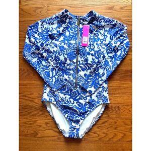 NWT Lilly Pulitzer Randee Rashguard One Piece Swimsuit Ride with Me Size 14